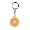 Portachiavi a forma di ciambella rosa e gialla con granella colorata in morbido PVC - Giallo