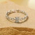 Minimalist S925 sterling silver open ring featuring an X letter design with pavé zircons - Silver-Letter X