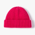 Dicke Rippstrick-Mütze in kräftigem Rosérot mit Umschlag für Winterwärme und Stil - Einheitsgröße / Rosarot (21B073)