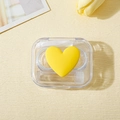 Portable clear heart shaped contact lens case with yellow tools in minimalist style - Yellow Heart