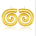 Polished gold spiral stud earrings in stainless steel with a sleek metallic finish - 3D Spiral Vortex