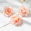 Three pink velvet rose hair clips with realistic petals and natural color gradient - Hair Clip + Brooch Dual Use / Nude Rose
