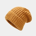 Elegante gorro de punto amarillo mostaza para mujer calidez y confort en invierno - Liso / Amarillo Jengibre