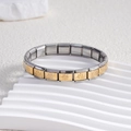 Italian modular charm bracelet in stainless steel with golden sun face relief - Sun Face Relief Two-Tone Style (BD-123)