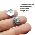 Capuchones de perlas flores plata antigua 13mm con agujero 2,5mm para joyería DIY vintage - 2# Plata Envejecida