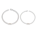 Matching silver stainless steel Cuban link couple bracelets with Forever always engraving - Forever&Always Engraved NK Chain Pair