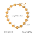 Detail showing the square textured gold stainless steel necklace with 41cm plus 5cm length - Square Link Weave Style (OD-N40465)