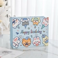 Sacchetto regalo di compleanno azzurro con animali e testo Happy Birthday - Torta di Compleanno Blu / Piccolo