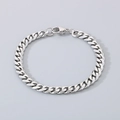 Polished silver Cuban link chain bracelet for men with secure lobster clasp closure - 7mm 6-Sided Polished Cuban Chain / 20cm / Silver