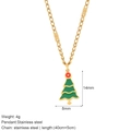 Golden stainless steel necklace featuring a festive green and red Christmas tree pendant - Christmas Tree Style (G11)