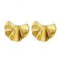 Pendientes de abanico dorados con pliegues irregulares en acero estilo vintage - Par de oro
