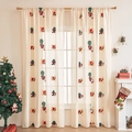 Lace semi-sheer Christmas curtain with Santa Claus print for festive home decoration - 140*245cm / Santa Claus