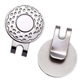 Marcatore per pallina da golf magnetico argento con finitura in metallo e clip cappello - Argento 25mm