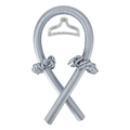 Detail view of silver satin heatless curling rod set with matching scrunchies and hair clip - Lazy Grey