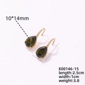 Deep green waterdrop cubic zirconia earrings with gold hooks and white pave detail - 08 Gold Plated Dark Green