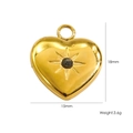 18K gold-plated stainless steel heart pendant with black gem and starburst engraving - Black Zirconia