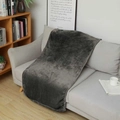 Soft dark grey long-pile flannel blanket draped over a modern grey living room sofa - Dark Gray / 75*120cm