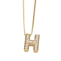 Vergoldete Halskette mit H-Buchstabenanhänger und Zirkonia-Besatz für Damen - Buchstabe H / Gold