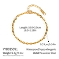 Dettaglio della catena dorata in acciaio inossidabile da 3,5 mm con chiusura e misure - Bracciale a Catena(YYB025091)