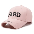 Pink cotton baseball cap featuring black FARD embroidery and curved brim for sun protection - Adjustable / Pink
