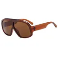 Oversized retro pilot sunglasses with transparent brown frame and dark brown lenses - Tea Frame Tea Lens
