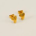 Polished 18K gold-plated stainless steel heart-shaped stud earrings with butterfly back - Letter Y
