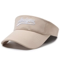 Khaki canvas sun visor hat featuring white Andyou embroidery for outdoor sports - Adjustable / Light Beige Letter Label
