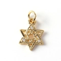 Close-up of gold-plated Star of David pendant with sparkling micro-paved zircons - 08-Star of David