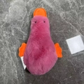 Pink plush duck toy for dogs with soft long fur and orange beak for pet chewing play - Rose Red Plush Duck