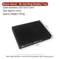 Black velvet 40-slot jewelry display tray for rings, size 20x14x3cm for counter display - Small 40-Slot Ring Tray