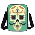 Mexican Day of the Dead sugar skull cross body bag with colorful floral beard print - Bearded Skull (10)
