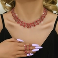 Dettaglio della parure collana e orecchini in argento con strass rossi brillanti - Argento Rosso