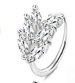 Macro-opname van zilveren neusring met marquise geslepen stenen in bladvormig design - Marquise Bladvorm / Zilver