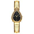 Luxuriöse goldene Tropfenuhr mit schwarzem Zifferblatt und Diamantlünette - Gold/Schwarzes Zifferblatt
