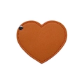 Portable heart-shaped orange PU leather mirror with fine stitching and metal rivet detail - Charming Orange