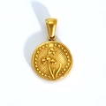 Pendentif muguet rétro double face avec finition dorée et texture de grille raffinée - Campanule d'Avril (SP599G-4)