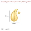 18K gold plated chunky teardrop earring with 39mm height and 21mm width dimensions - Water Drop Stud / 20*40mm / Gold