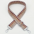 Ethnic style wide adjustable woven strap with geometric patterns in orange and brown - No.286 Silver Hook