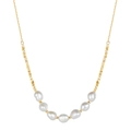 Baroque freshwater pearl necklace with gold-plated chain and spiral metal tubes - 14K Gold
