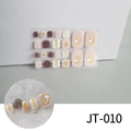Detail of 22pcs gold foil toe nail stickers with 3D pearls and glitter in model JT-010 - Purple Glitter Light Pink Gold Pattern (JT-010)