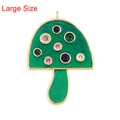 Large size mushroom pendant in gold finish with green enamel and multi-color crystals - L245104-Green Mushroom Large Size