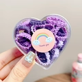 Purple spiral hair ties for girls in a heart-shaped gift box with a thank you sticker - Purple (50Pcs Boxed)