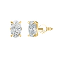 Elegant S925 silver stud earrings featuring oval-cut 4ct clear zircon stones - Lze03-14k