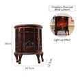 Vintage bronze fireplace lantern decorative light with glowing faux coal, 30cm height - Fireplace Charcoal Lantern - Bronze