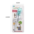 Blue cartoon bear training chopsticks for kids with ergonomic rings and size markers - Green Bear Training Chopsticks (Paper Card)