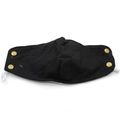 Detail view of the black denim fabric texture and golden decorative buttons on the winter mask - XL (58-60cm) / Black Mask