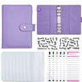 Purple A6 PU leather budget binder set with zipper envelopes and category stickers - Standard Set-Purple