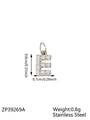 Micro-pave letter E pendant in stainless steel with sparkling cubic zirconia stones - Letter E / Steel