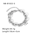 Bracciale a catena spessa in acciaio inossidabile argento con chiusura a moschettone - Bracciale a Maglie Grandi Larghe (NB-B1022-S-L)
