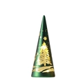 Lighted dark green glass Christmas tree ornament with golden glowing snowflake patterns - MZ-23423M Large Green